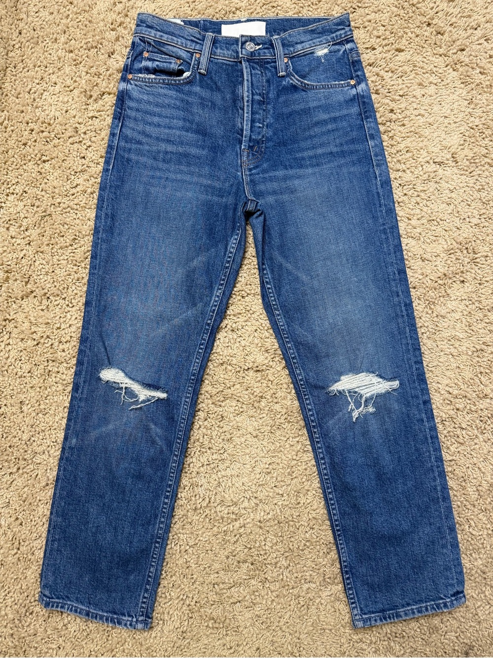 MOTHER Men’s Blue Distressed Relaxed Jeans